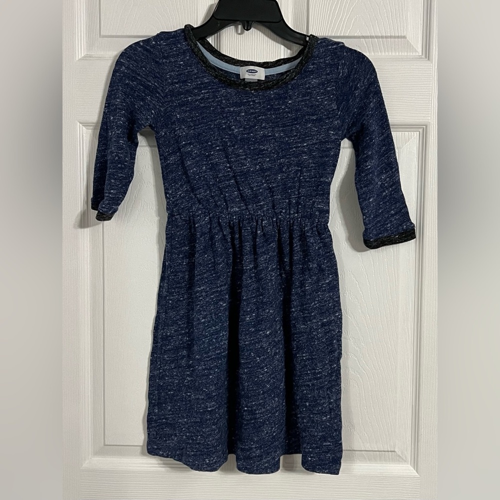 Old Navy Girls Size 8 Regular Long Sleeve Blue And Black Dress